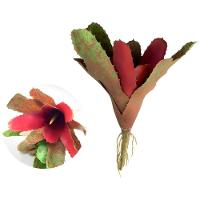 Kit 8 Pçs Bromélia Elegante Planta Artificial 8 Folhas 21cm - 1