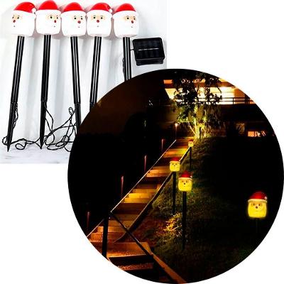 Luminária Solar Jardim Papai Noel Luzes Amarela Natal De 3m