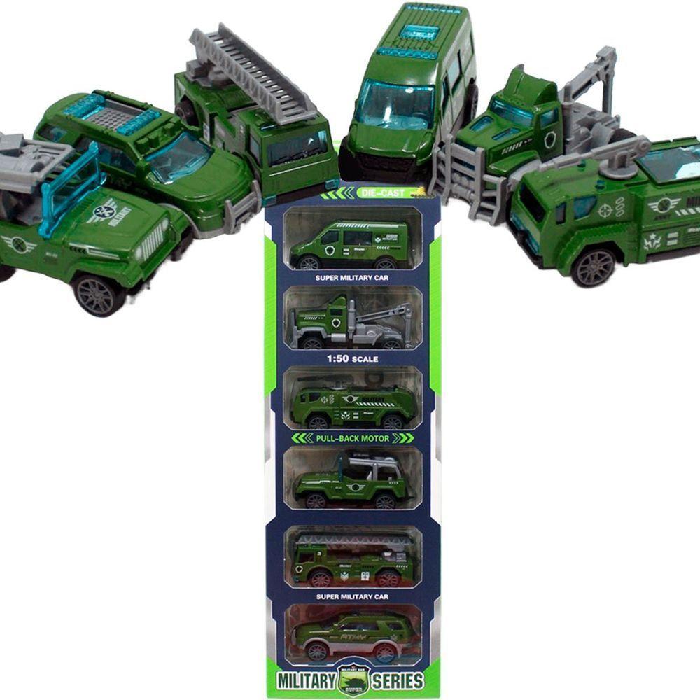 Kit 6 Carrinhos De Brinquedo Exército Miniatura Colecionável - 3