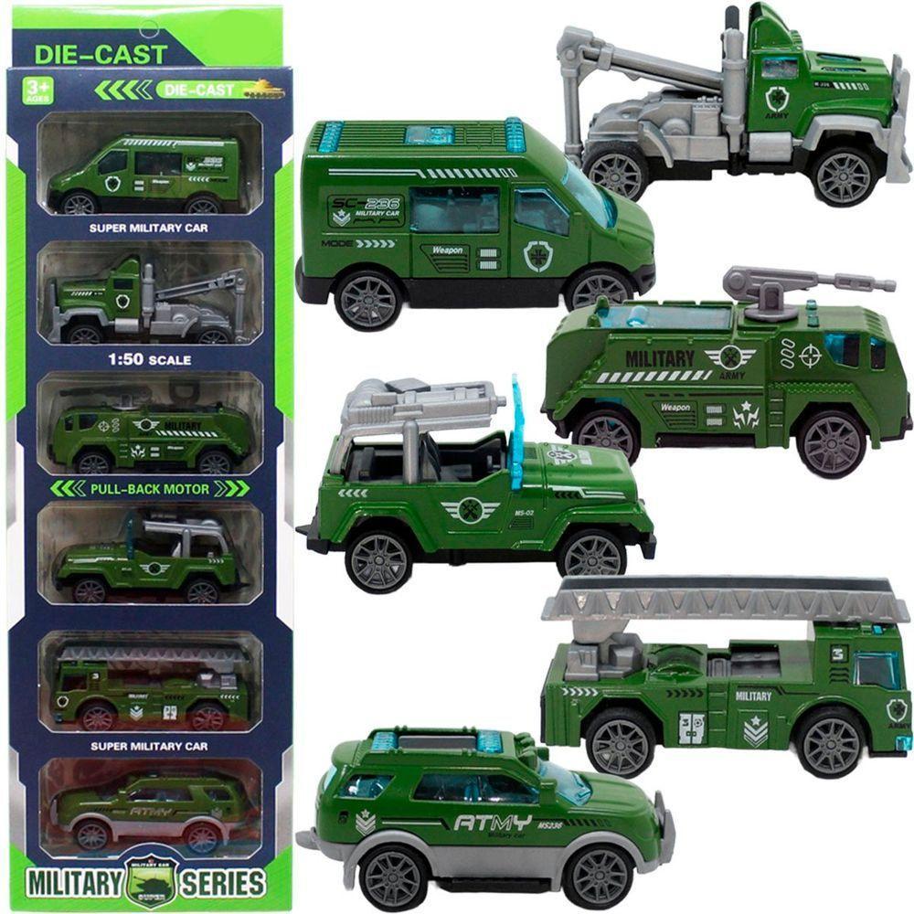 Kit 6 Carrinhos De Brinquedo Exército Miniatura Colecionável - 4