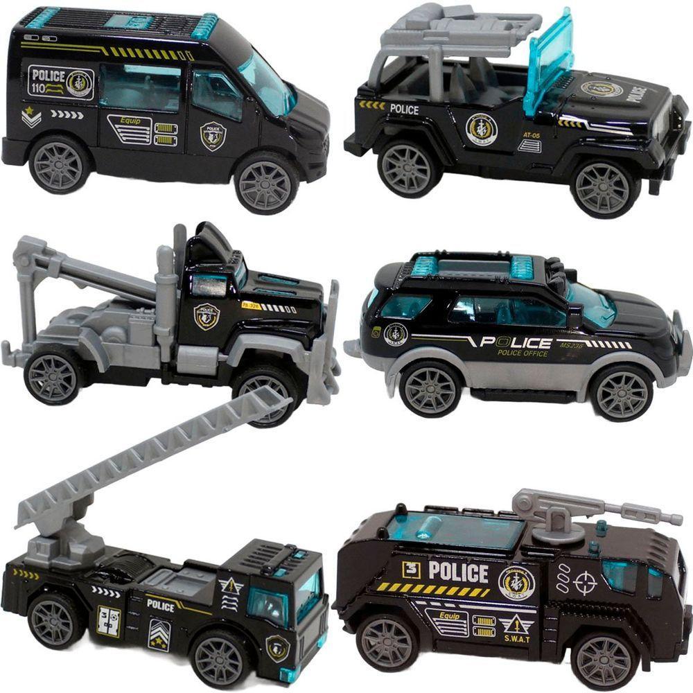 Kit 6 Carrinhos De Brinquedo Polícia Miniatura Colecionável - 5