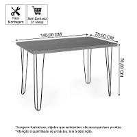 Mesa De Jantar Retangular 6 Lugares 140x75 Base De Ferro Hairpin Jade - Straub Web - 2