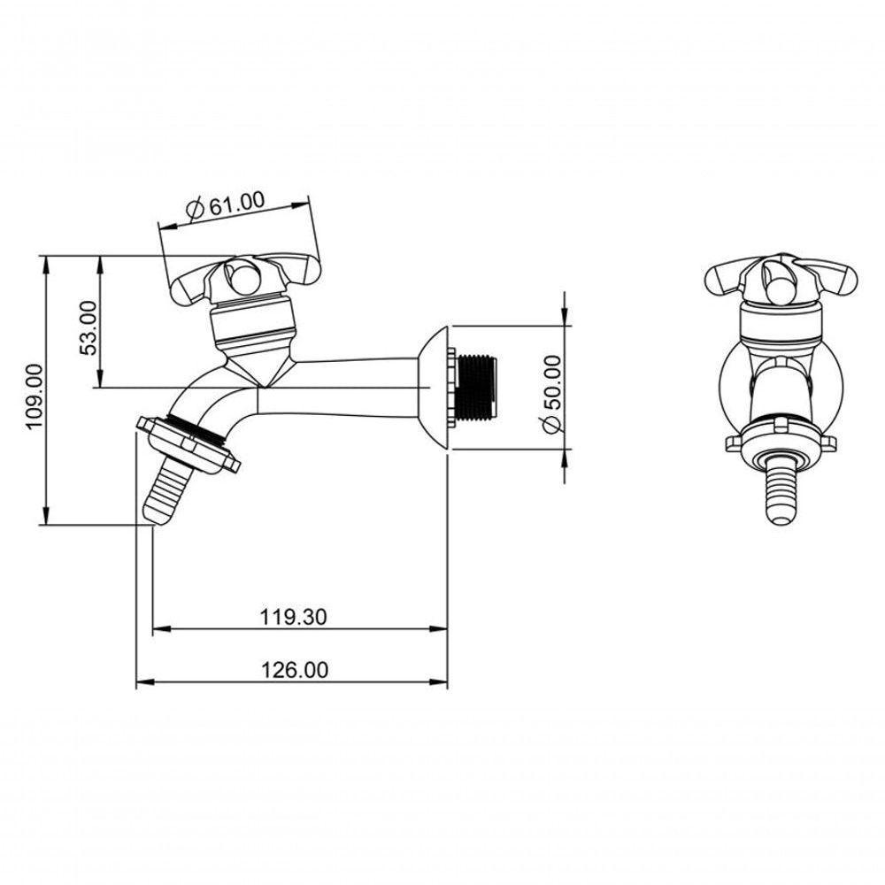 Torneira Para Tanque E Jardim Com Bico União Brio Branco 1-2 - Lorenzetti - 3