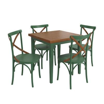 Conjunto Sala De Jantar E Cozinha Com 4 Cadeiras X Madeira Maciça Verde