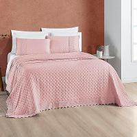 Kit Cobre Leito Colcha Nobre Casal King 3 Peças Micropercal 200 Fios Matelado - Sal Rosa - 2