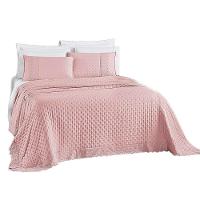 Kit Cobre Leito Colcha Nobre Casal King 3 Peças Micropercal 200 Fios Matelado - Sal Rosa