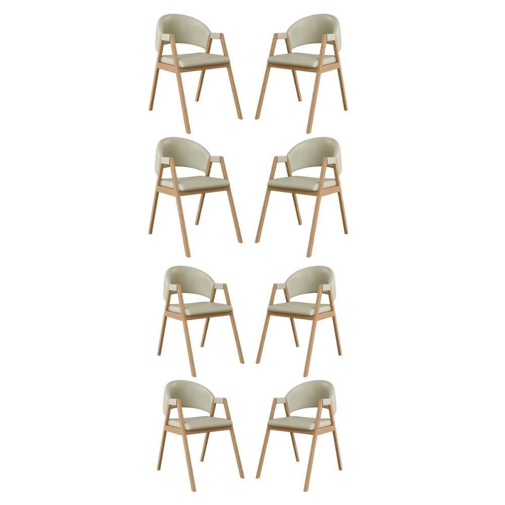 Kit 8 Cadeiras Suellen Luxo Reforçada Mesa De Jantar Courino Bege - 1