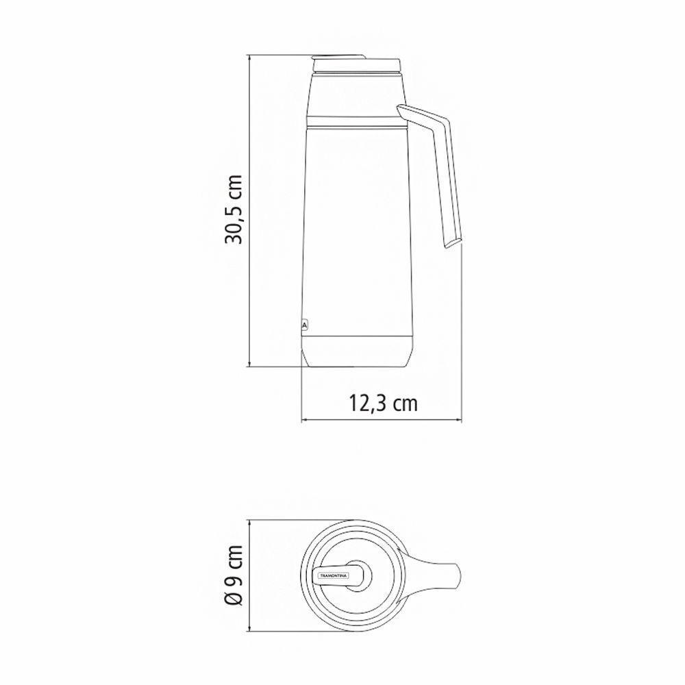 Garrafa Térmica Tramontina Exata 61640400 1l Inox E Preto Inox 61640400 - 2