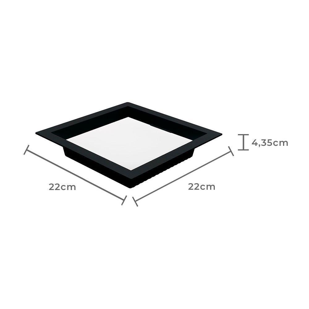 Painel De Led Nordecor Quadrado Kais De Embutir Recuado 18w Bivolt Preto 3000k Luz Amarela 4211 - 2