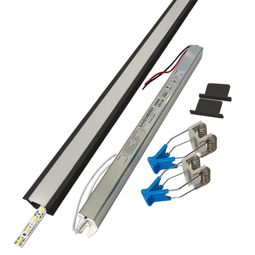 Perfil De Led De Embutir Save Energy Lls Flex Ii 1 Metro Led 4000k Preto - 3