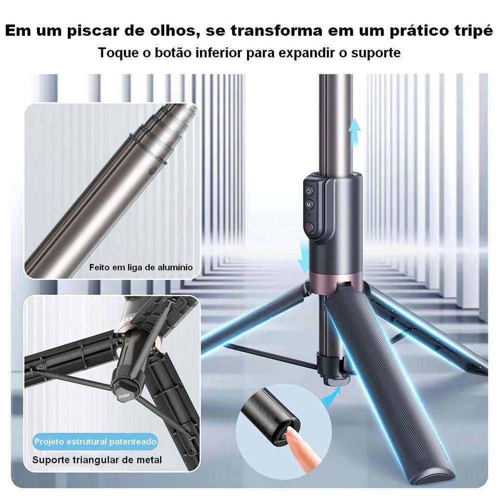Bastão Tripé 1,3m + Controle De Gopro 12/11/10/9/8/max - Telesin - 3