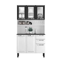 Kit De Cozinha Compacta Branco E Preto Em Aço 6 Portas 3 Vidros 2 Gavetas Pratika - 1