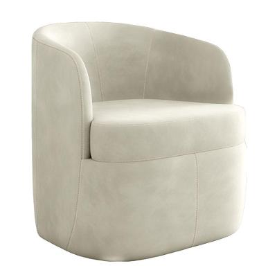 Poltrona Bel Decorativa Sala De Estar Design Moderno Base Giratória Veludo Bege G33