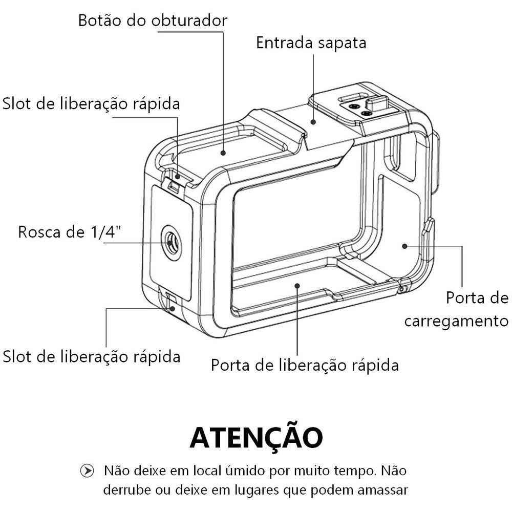 Frame Alumínio Horizontal Vertical De Dji Action 3 E 4 - Telesin - 6