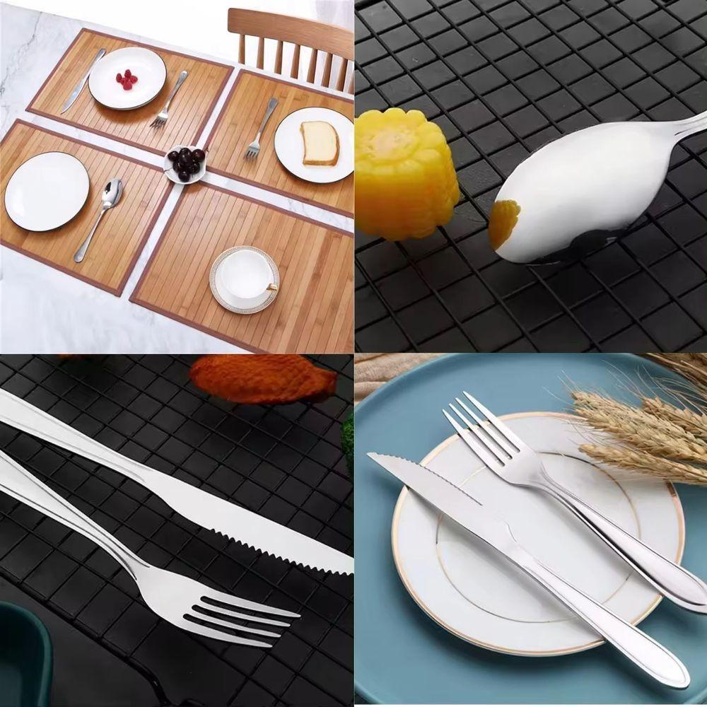 Jogo Garfo Faca Mesa Inox 24 Peças Buffet Restaurante Bar - 4