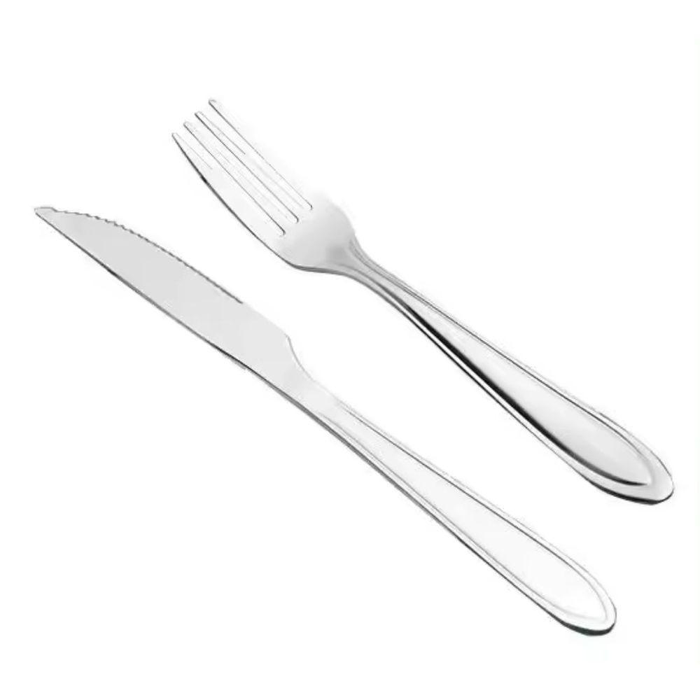 Jogo Garfo Faca Mesa Inox 12 Peças Buffet Restaurante - 1