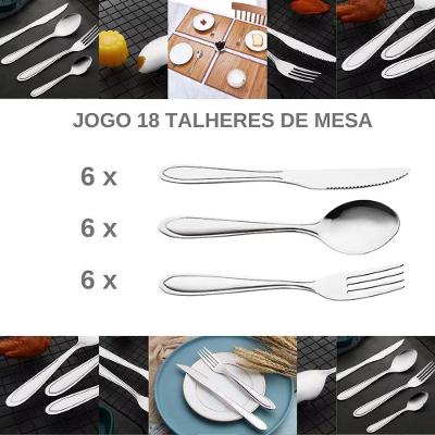 Jogo Garfo Faca Colher Mesa Inox 18 Peças Restaurante Casa