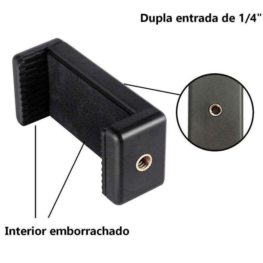 Suporte Celular E Smartphone 55mm à 85mm Com 2 Entradas De 1/4\" - 8