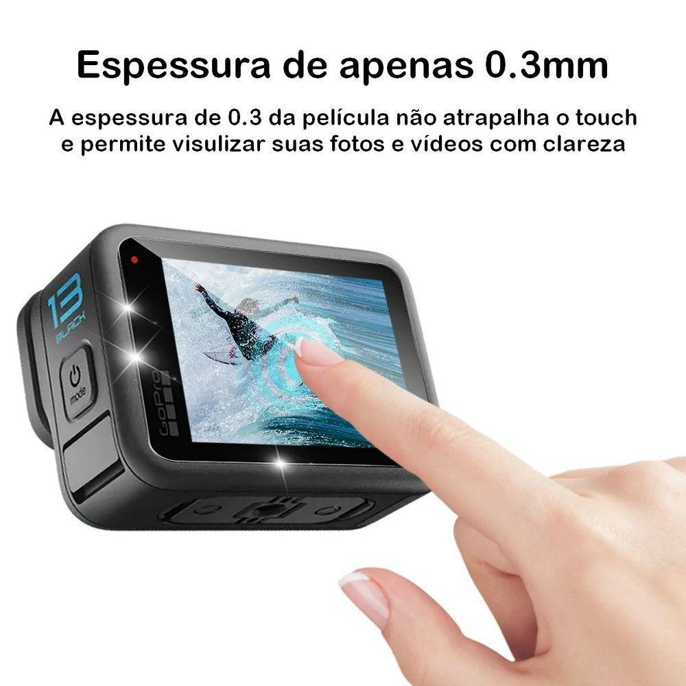 Películas Vidro Lente E Lcd Frontal/traseiro Para Gopro 13 Black - 3