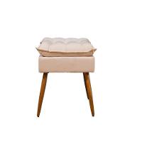 Kit 02 Poltronas Decorativas + 01 Puff Para Apoio Dos Pés Cor:bege Bege - 2