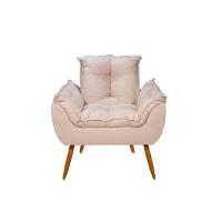 Kit 02 Poltronas Decorativas + 01 Puff Para Apoio Dos Pés Cor:bege Bege - 6