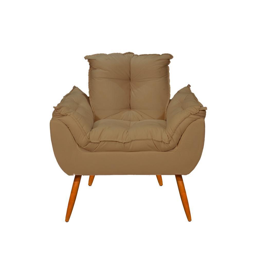 Kit 02 Poltronas Decorativas + 01 Puff Para Apoio Dos Pés Cor:capuccino Capuccino - 6