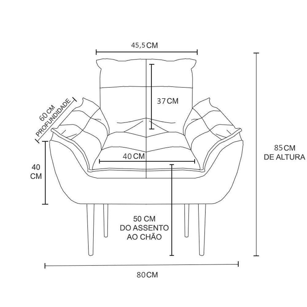 Kit 02 Poltronas Decorativas + 01 Puff Para Apoio Dos Pés Cor:capuccino Capuccino - 8