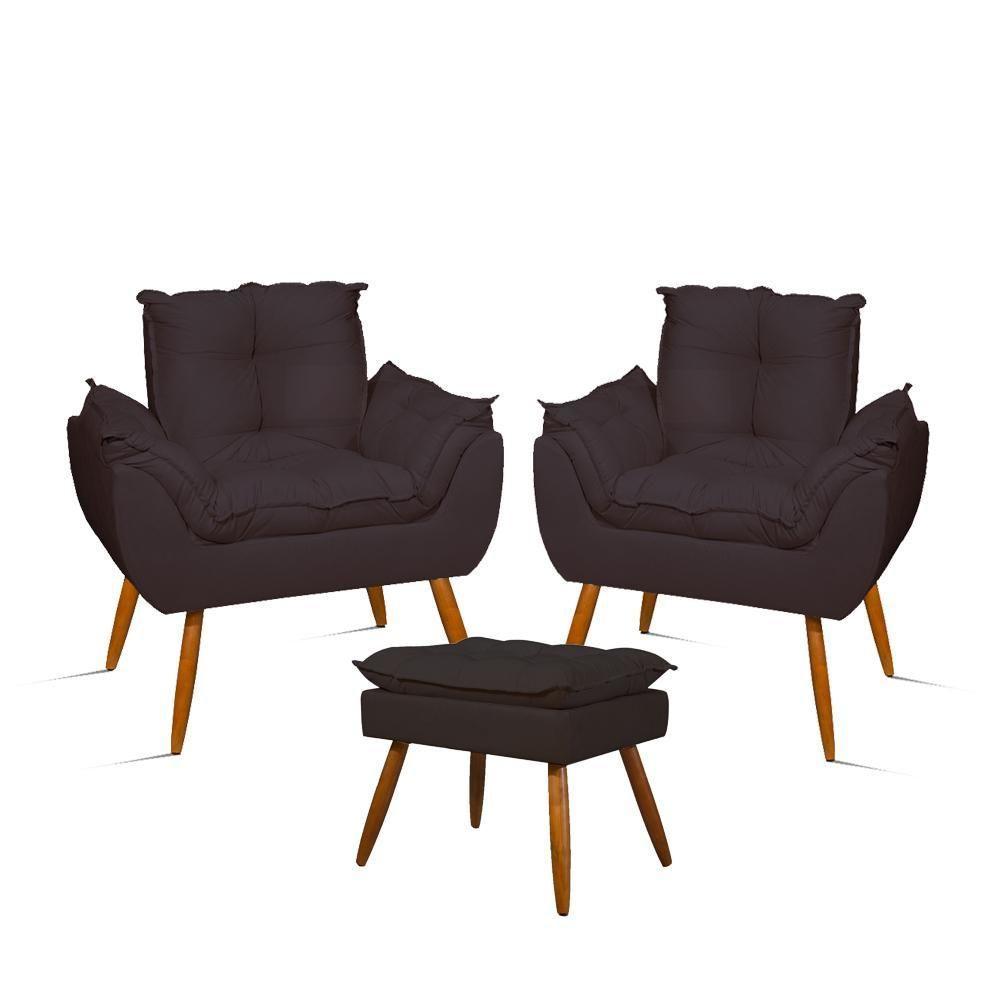 Kit Amamentação 2 Poltronas + 1 Puff Pés Palito - Balaqui Cor:cinza Cinza - 1