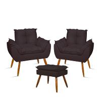 Kit Amamentação 2 Poltronas + 1 Puff Pés Palito - Balaqui Cor:cinza Cinza - 1