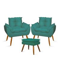 Kit Amamentação 2 Poltronas + 1 Puff Pés Palito - Balaqui Cor:azul Turquesa Azul Turquesa - 1