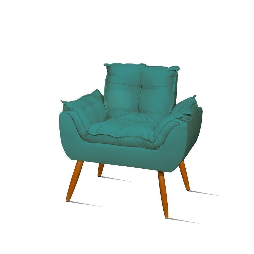 Kit Luxo 02 Poltronas Amamentação Suede + 1 Puff Pés Palito Cor:azul Turquesa Azul Turquesa - 6