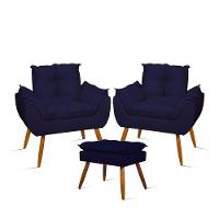 Kit Amamentação 2 Poltronas + 1 Puff Pés Palito - Balaqui Cor:azul Marinho Azul Marinho - 1