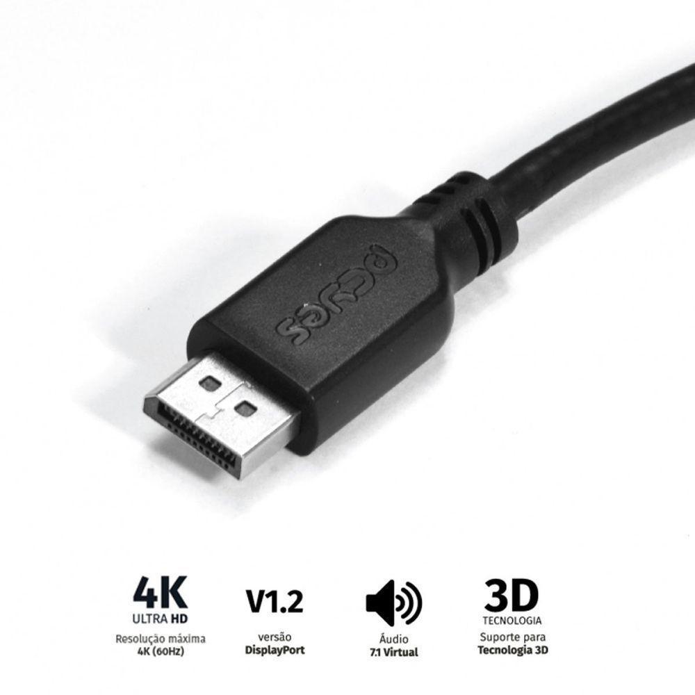 Cabo Displayport Macho Para Displayport Macho 2 Metros V1.2 - Pdpm-2 - 2