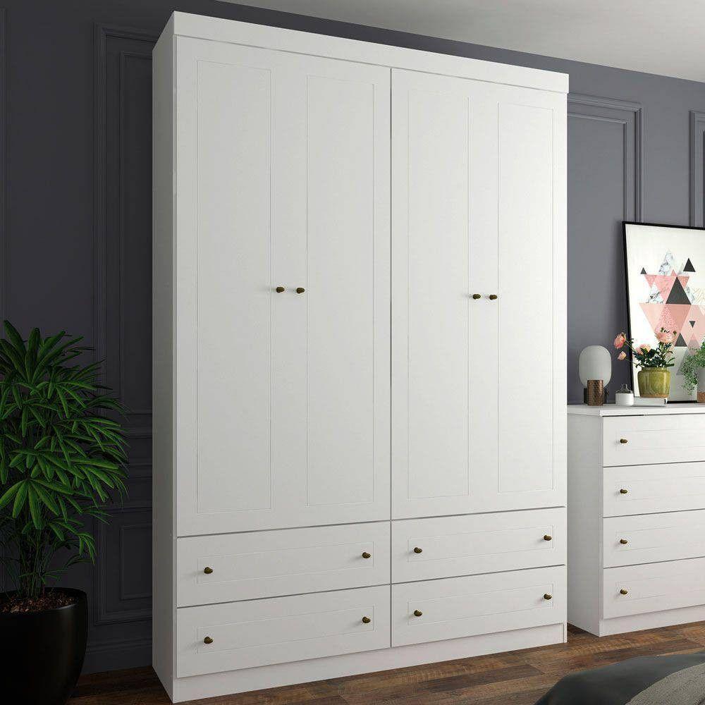 Guarda Roupa Henn Americano 4 Portas 4 Gavetas Branco - 1
