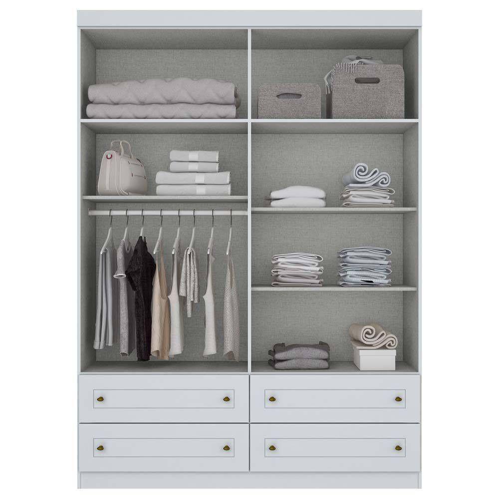 Guarda Roupa Henn Americano 4 Portas 4 Gavetas Branco - 3