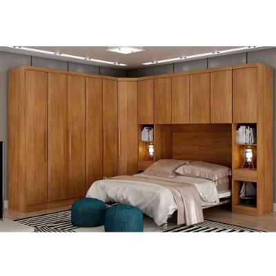 Guarda Roupa Casal Safira 2 Portas de Bater 3 Gavetas Cumaru MDF