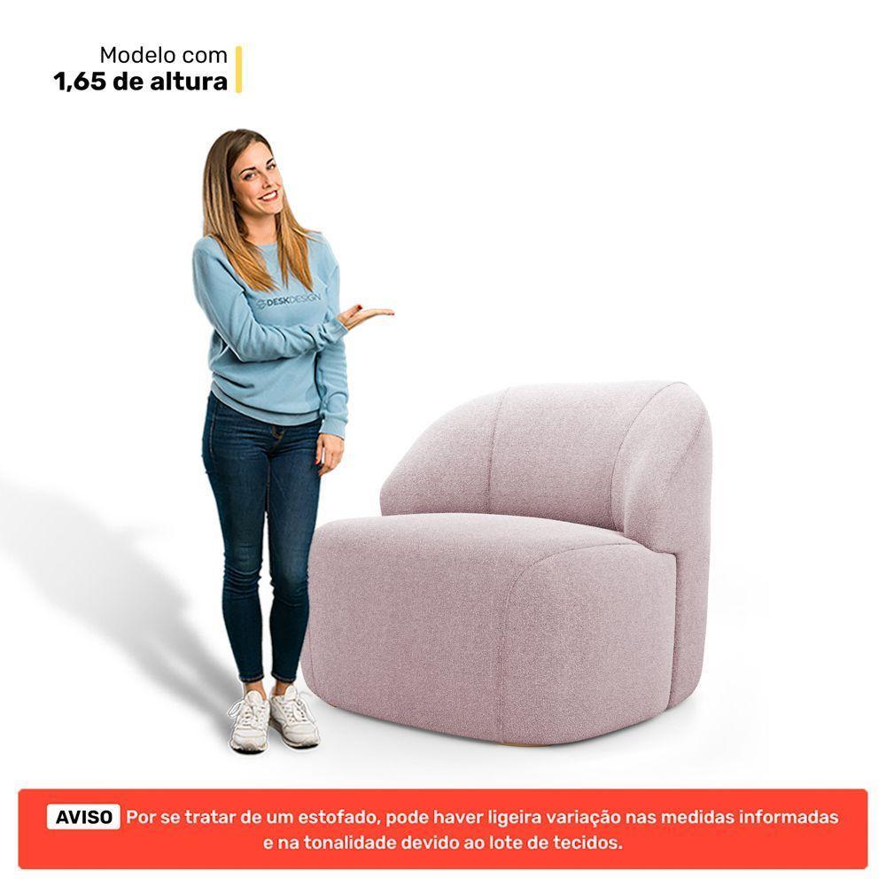Kit 02 Poltronas Decorativas Kaya Orgânica Bouclê Rosê - Desk Design - 9