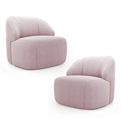 Kit 02 Poltronas Decorativas Kaya Orgânica Bouclê Rosê - Desk Design