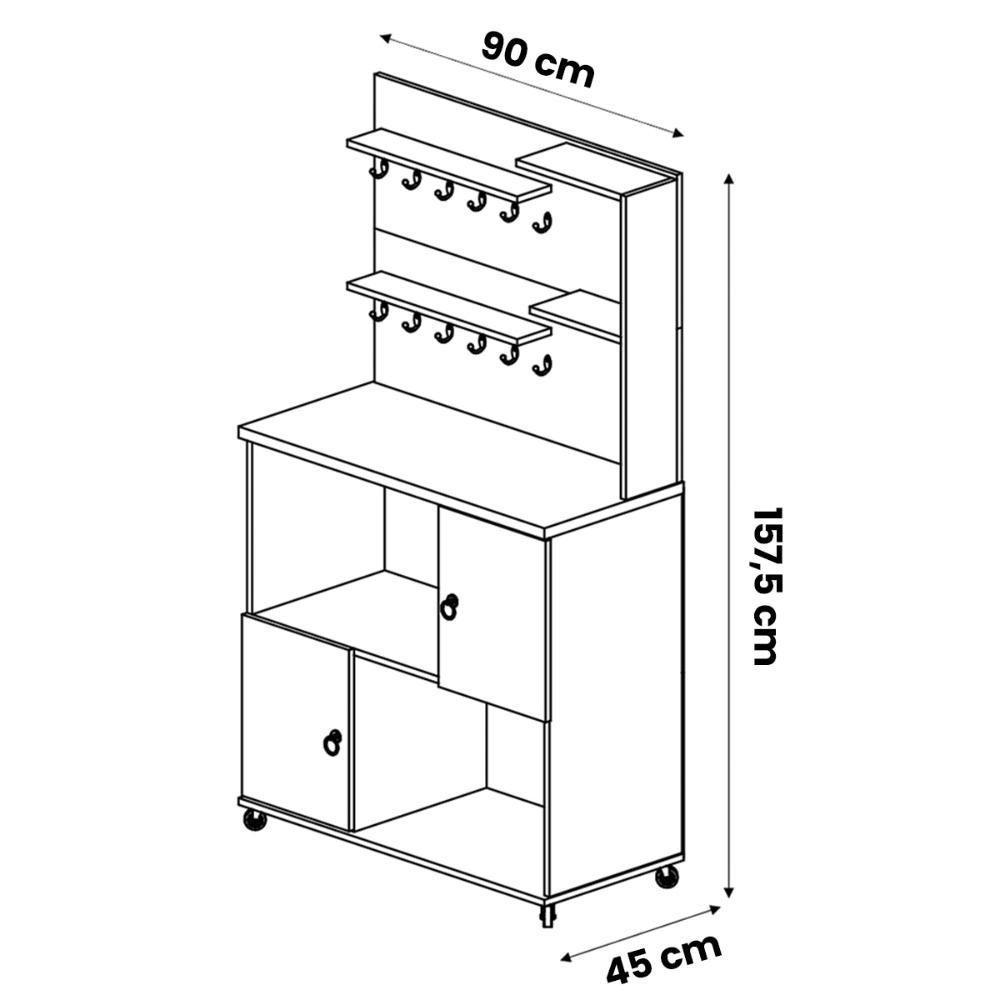 Balcão Cozinha Cantinho Do Aconchego Cinamomo/off White Cinamomo/off White - 3