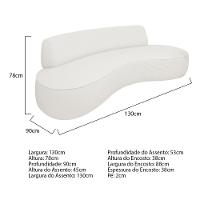 Sofá Curvo 2 Lugares Amsterdã 130cm Bouclé Cor Branco