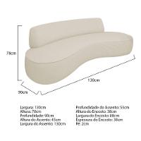 Sofá Curvo 2 Lugares Amsterdã 130cm Bouclé Cor Bege