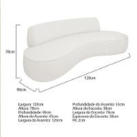 Sofá Curvo 2 Lugares Amsterdã 120cm Bouclé Cor Branco