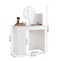 Penteadeira Camarim Aurea Com 1 Gaveta 1 Porta Espelho E Led Branco