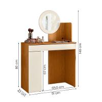 Penteadeira Camarim Aurea Com 1 Gaveta 1 Porta Espelho E Led Cinamomo/off White - 5