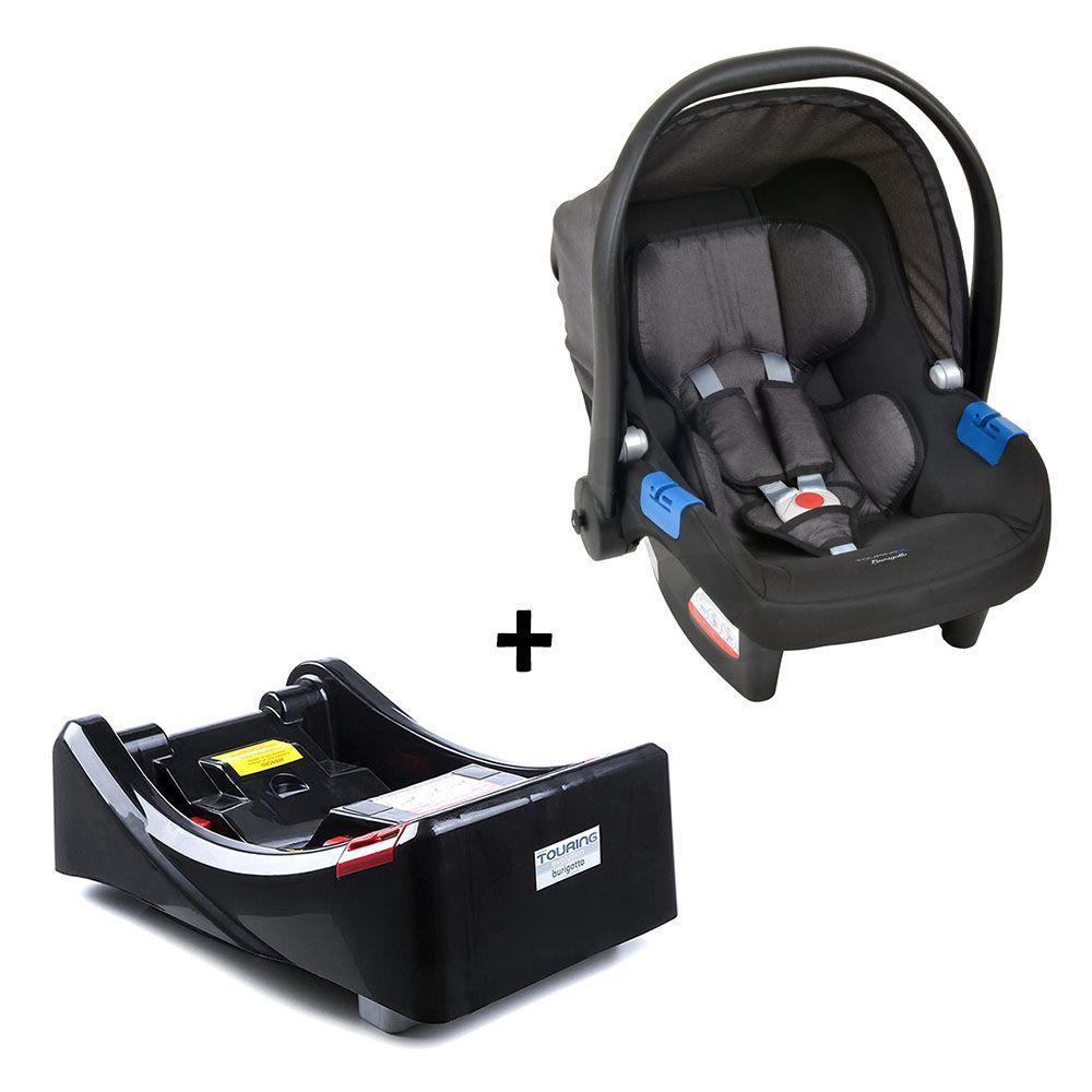Conjunto Bebê Conforto Com Base Para Carro Burigotto Touring X De 0 Até 13 Kg Preto Mesclado U - 1