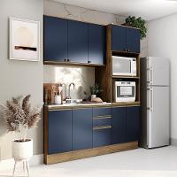 Cozinha Compacta Celeste Kappesberg 100% Mdf Nogueira/azul 190cm - 1