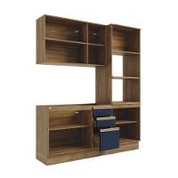 Cozinha Compacta Celeste Kappesberg 100% Mdf Nogueira/azul 190cm - 3