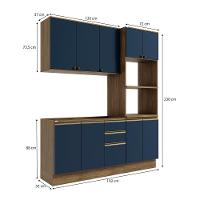 Cozinha Compacta Celeste Kappesberg 100% Mdf Nogueira/azul 190cm - 4
