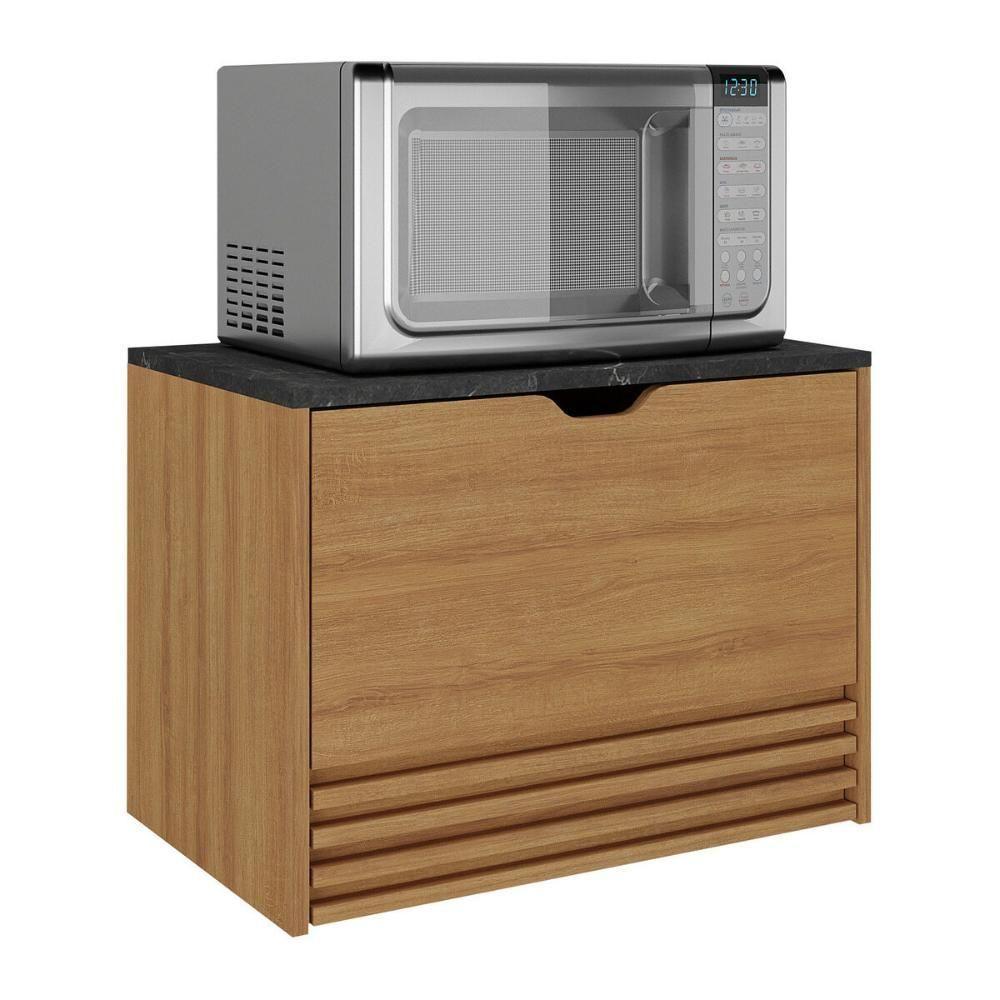 Balcão Suspenso Para Forno/micro-ondas 1 Porta E 1 Gaveta Multimóveis CR20345 Amêndoa/mármore Lunar - 1
