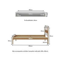Cama De Solteiro Para Colchão 88 X 188 Cm Com Penteadeira 90cm Suspensa Multimóveis CR35248 Amêndoa/branco